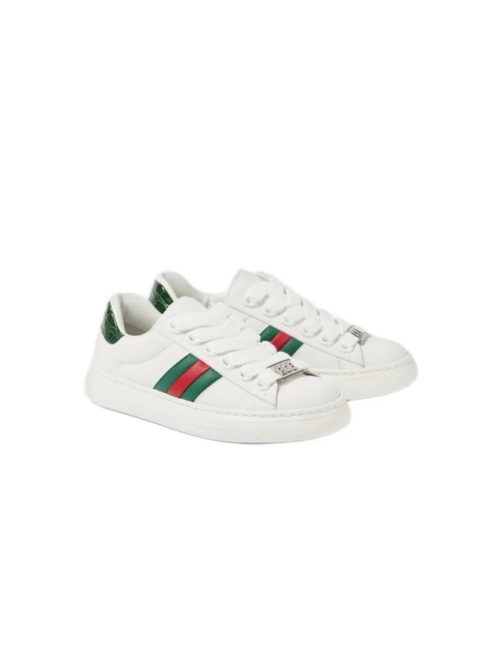 Gucci Men’s Ace Stripe Ultralight Plume Calfskin Low-top Sneakers White Green UK